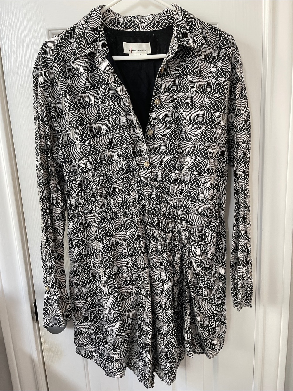 Anthropologie Black & White Geometric Collared Dress/ Tunic